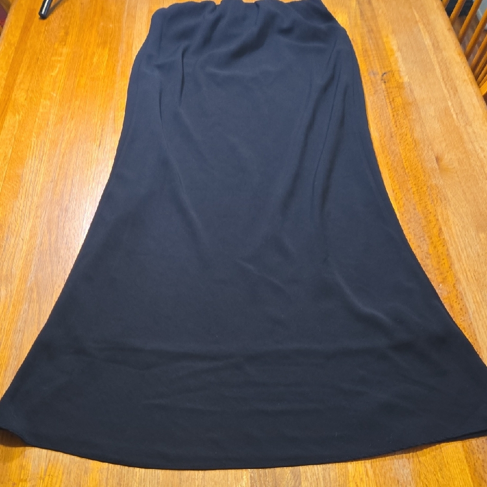 Top Girl Women Large Elegant Black A-Line Pull‎ On Elastic Waist Maxi Skirt